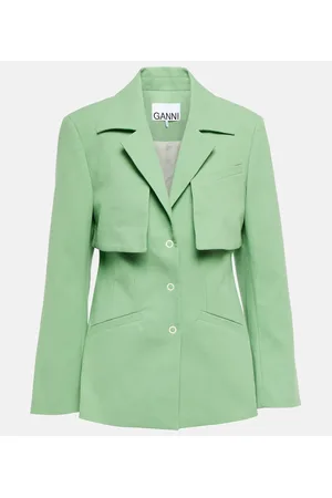 Ganni Blazer monopetto in canvas di cotone
