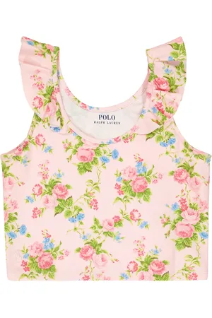 Ralph Lauren Top in jersey con volant e stampa