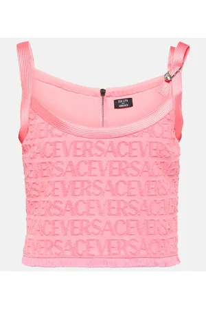 VERSACE Top cropped Safety Pin in cotone