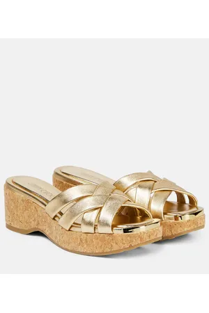 Sandali Maribou 50 in pelle metallizzata