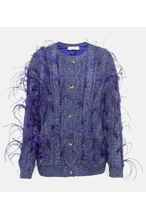 VALENTINO Cardigan a trecce con piume