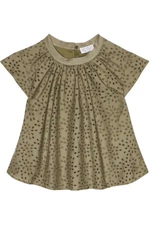Brunello Cucinelli Top in misto cotone sangallo