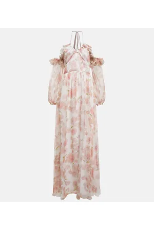 Giambattista Valli Abito lungo in seta con scollo bardot