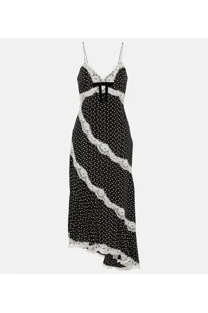 Alessandra Rich Abito midi in seta con pizzo