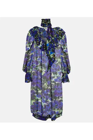 DRIES VAN NOTEN Abito midi in crêpe con stampa