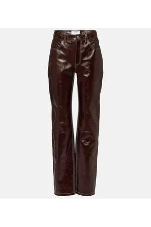 Marine Serre Pantaloni regular in pelle ombré