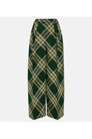 Burberry Pantaloni a gamba larga in twill di lana