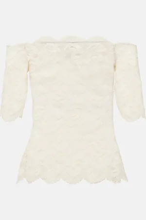 Paco rabanne Top in pizzo con scollo bardot