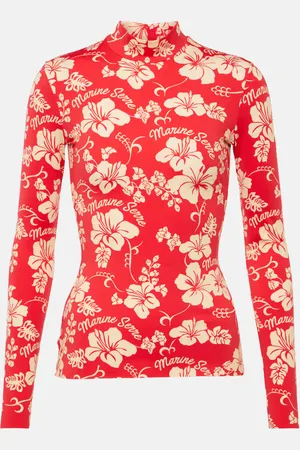 Marine Serre Top Second Skin in jersey con stampa