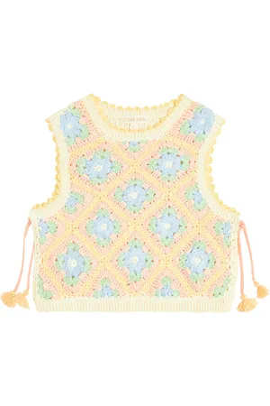Louise Misha Gilet Rynia in crochet di misto cotone