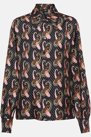 Etro Camicia in seta a pois con stampa paisley