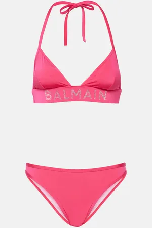 Balmain Bikini con cristalli e logo