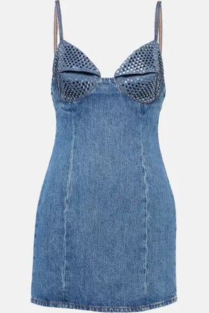 AREA Miniabito di jeans con cristalli