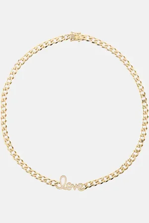 Sydney Evan Collana Love Script in 14kt con diamanti
