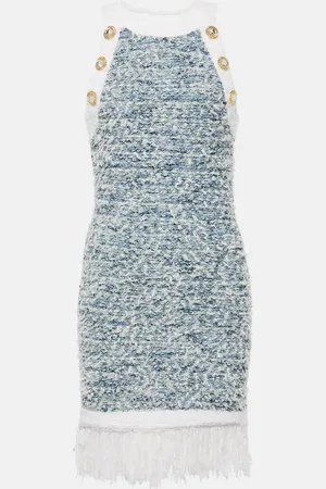 Balmain Miniabito in tweed con frange