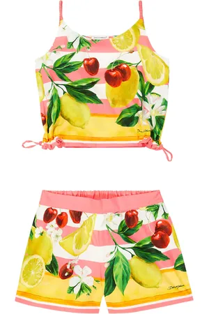 Dolce & Gabbana Top e shorts in popeline di cotone con stampa