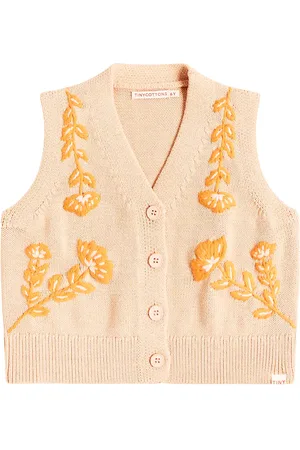 Tiny Cottons Gilet Flowers in cotone con ricamo