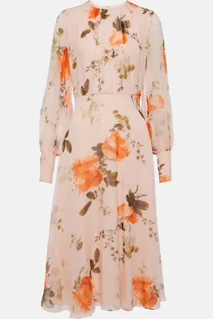 Erdem Abito midi in seta con stampa floreale