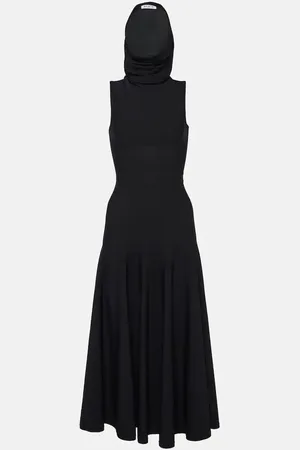 Alaïa Alaïa Abito midi in jersey con cappuccio