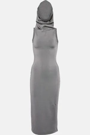 Alaïa Alaïa Abito midi in jersey con cappuccio