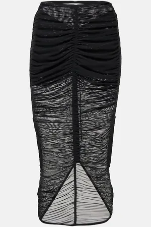 MUGLER Gonna midi in mesh con drappeggio