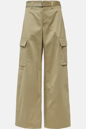 SACAI Pantaloni a gamba larga in gabardine di cotone