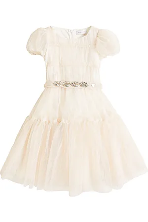 MONNALISA Abito in tulle con volant e cristalli