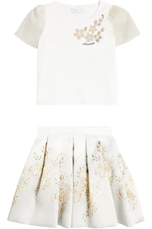 MONNALISA Top e gonna Mikado con ricamo