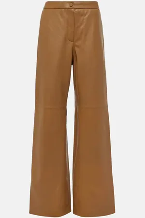 YVES SALOMON Pantaloni a gamba larga in pelle