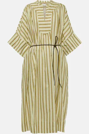YVES SALOMON Abito midi in cotone a righe