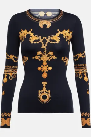 Marine Serre Top in jersey con stampa