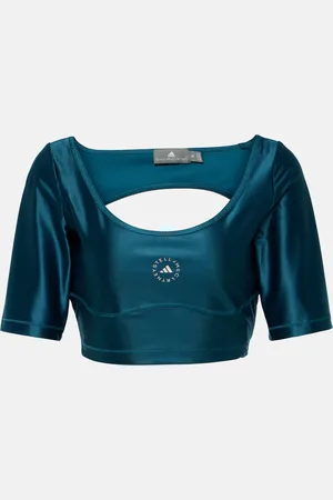 adidas Top cropped in tessuto tecnico con logo