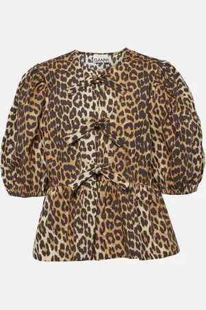 Ganni Blusa in popeline di cotone con stampa