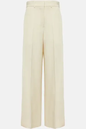 Jil Sander Pantaloni a gamba larga in misto seta a vita alta