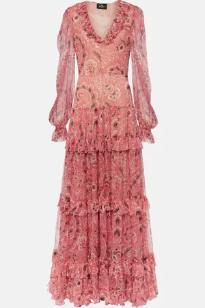 Etro Abito lungo in seta con stampa paisley