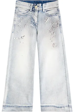 MONNALISA Jeans a gamba larga con cristalli
