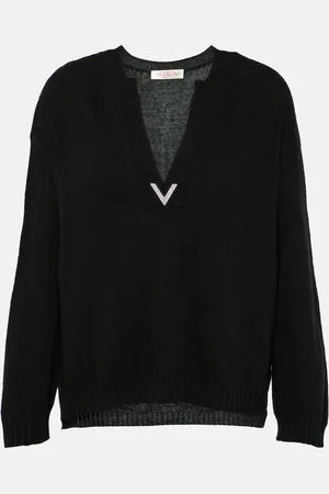 VALENTINO Pullover in lana vergine con logo