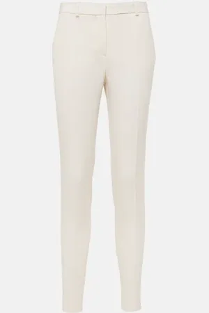 VERSACE Pantaloni slim in lana a vita alta