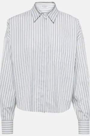 Brunello Cucinelli Camicia in popeline di seta e cotone