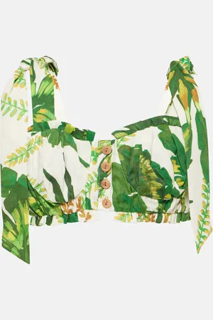 Farm Rio Top in lino con stampa floreale