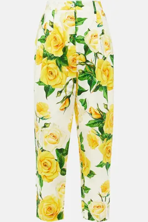 Dolce & Gabbana Pantaloni cropped in cotone con stampa floreale
