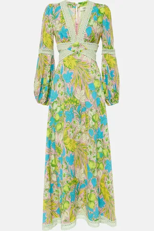 Diane von Furstenberg Abito lungo Lina con cut-out e stampa