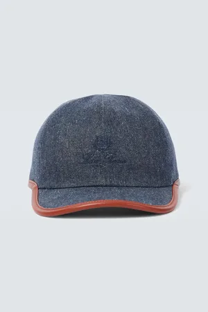 Loro Piana Cappello da baseball My in denim con pelle