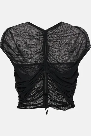 MUGLER Top cropped in mesh con cut-out