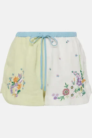 ALÉMAIS Alémais Shorts Willa in lino con ricamo