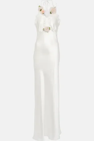 RODARTE Bridal - Abito lungo in seta con applicazioni
