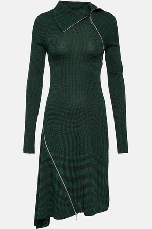 Burberry Abito midi in misto lana Check