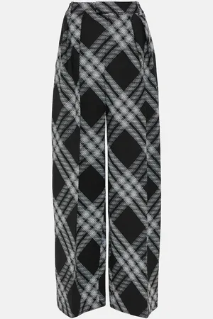 Burberry Pantaloni a gamba larga in lana a quadri