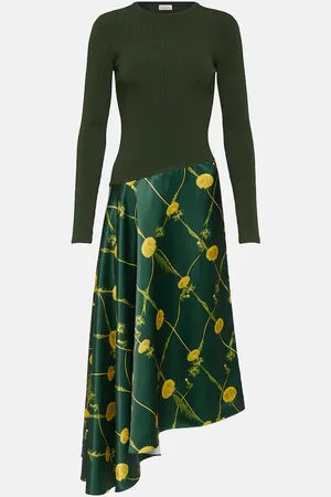 Burberry Abito midi in jersey e raso con stampa