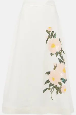 ZIMMERMANN Gonna midi Natura in organza di lino